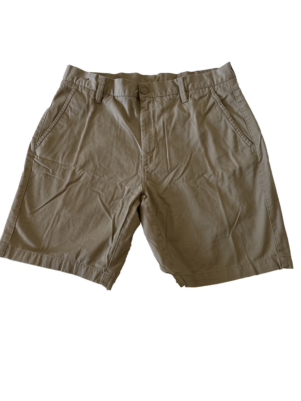 Basic Editions Men's Khaki Chino Shorts Size 34 Beige Cotton Golf Travel Resort